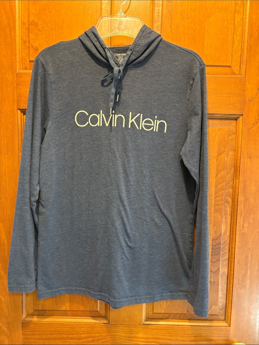 Calvin Klein Men's Dark Navy Hooded Long Sleeve Tee with Logo